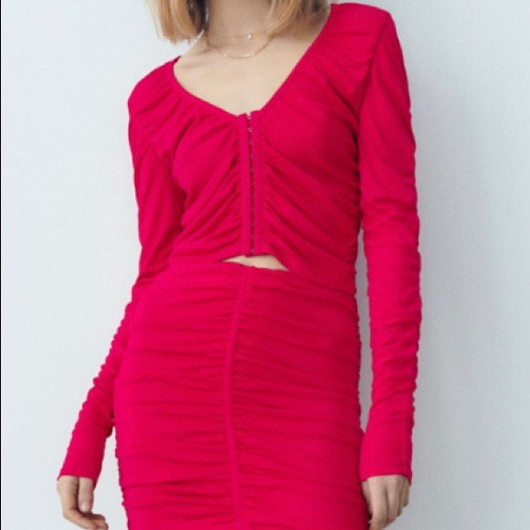 Zara Ruched Top Strawberry Pink (Small) - Picture 3 of 6